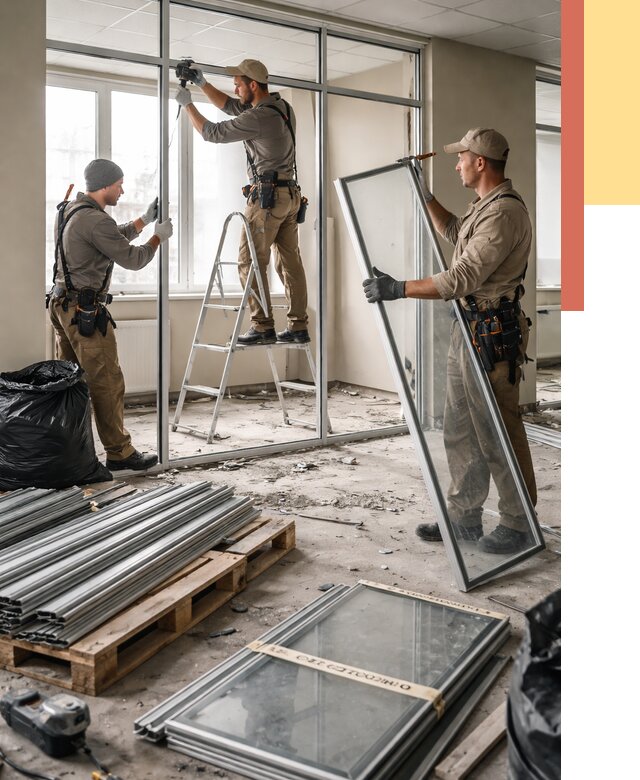 Демонтаж алюминиевых перегородок в Нижнем Новгороде от 4377 руб. — быстро и недорого | ОТДЕЛОЧНИК-Ннн