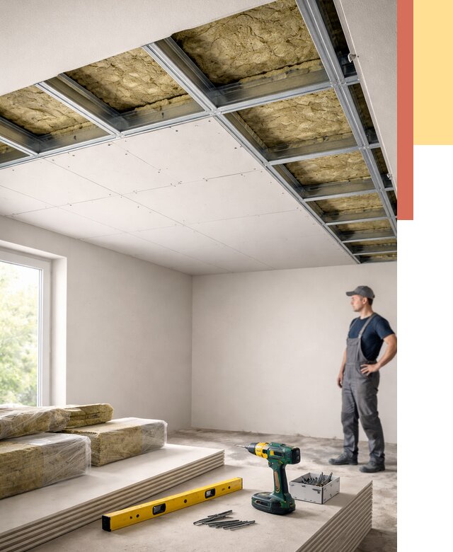 Звукоизоляция потолка ГКЛ в Нижнем Новгороде от 990 руб. — монтаж под ключ | ОТДЕЛОЧНИК-Ннн